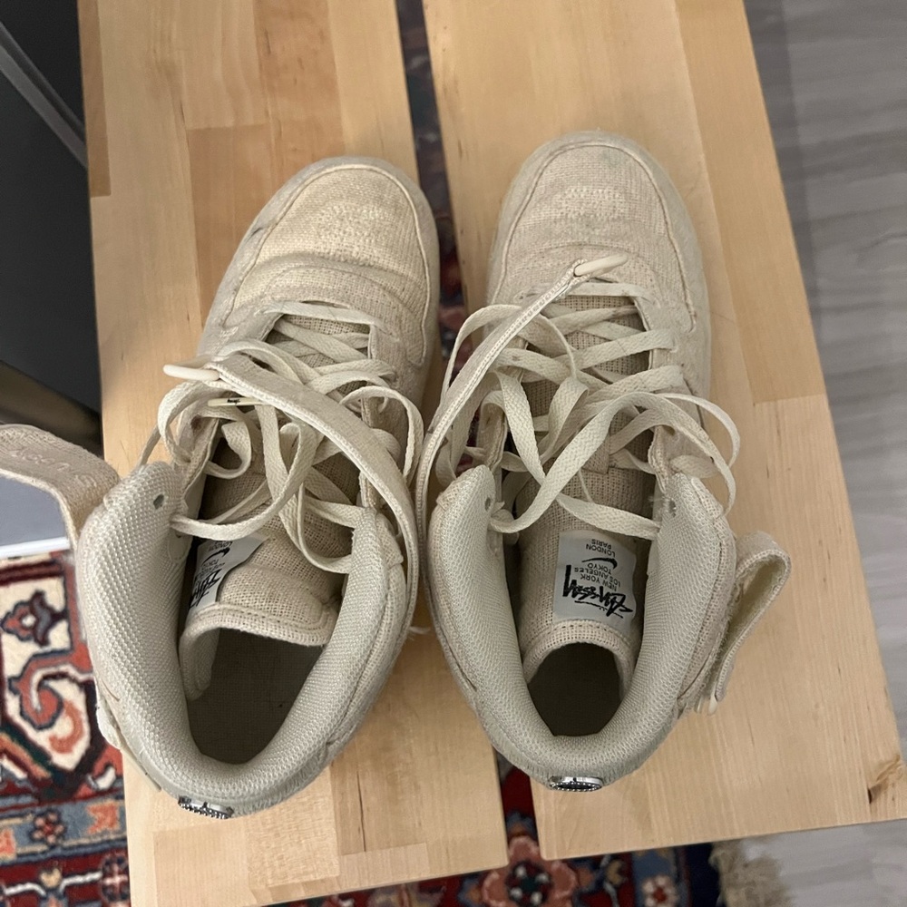 Stussy Cream High-Top Sneakers